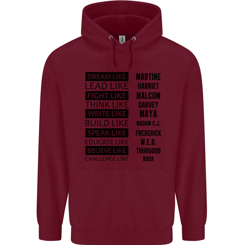 Dream Like Black Lives Matter History Month Childrens Kids Hoodie Maroon