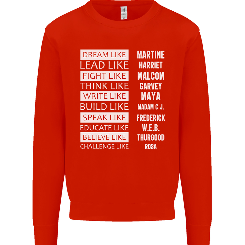 Dream Like Black Lives Matter History Month Kids Sweatshirt Jumper Bright Red