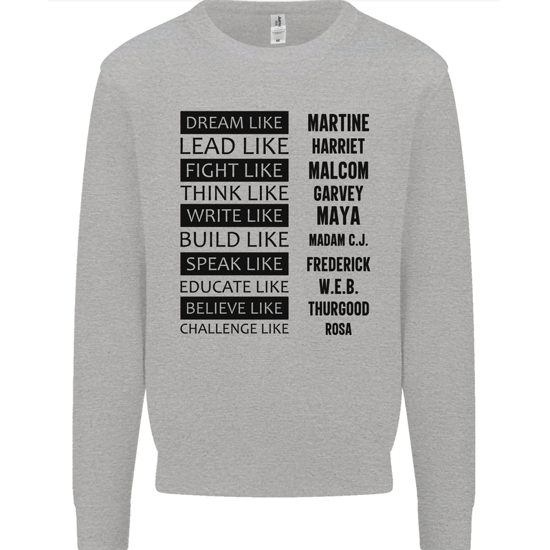 Dream Like Black Lives Matter History Month Kids Sweatshirt Jumper Sports Grey