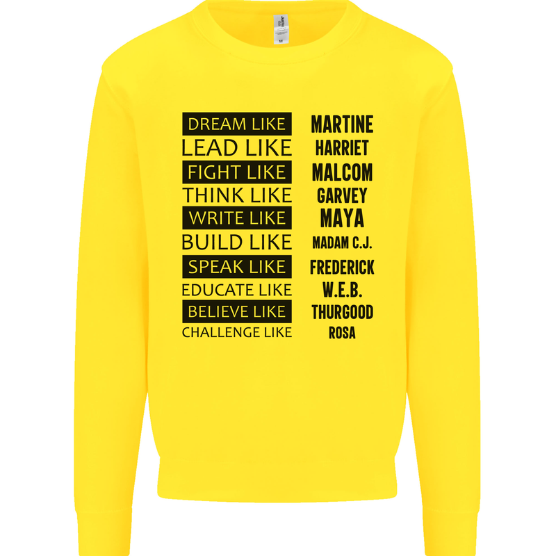 Dream Like Black Lives Matter History Month Kids Sweatshirt Jumper Yellow