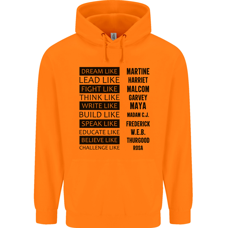 Dream Like Black Lives Matter History Month Mens 80% Cotton Hoodie Orange