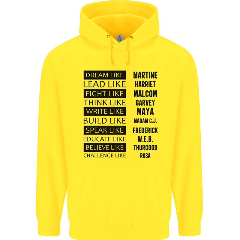 Dream Like Black Lives Matter History Month Mens 80% Cotton Hoodie Yellow