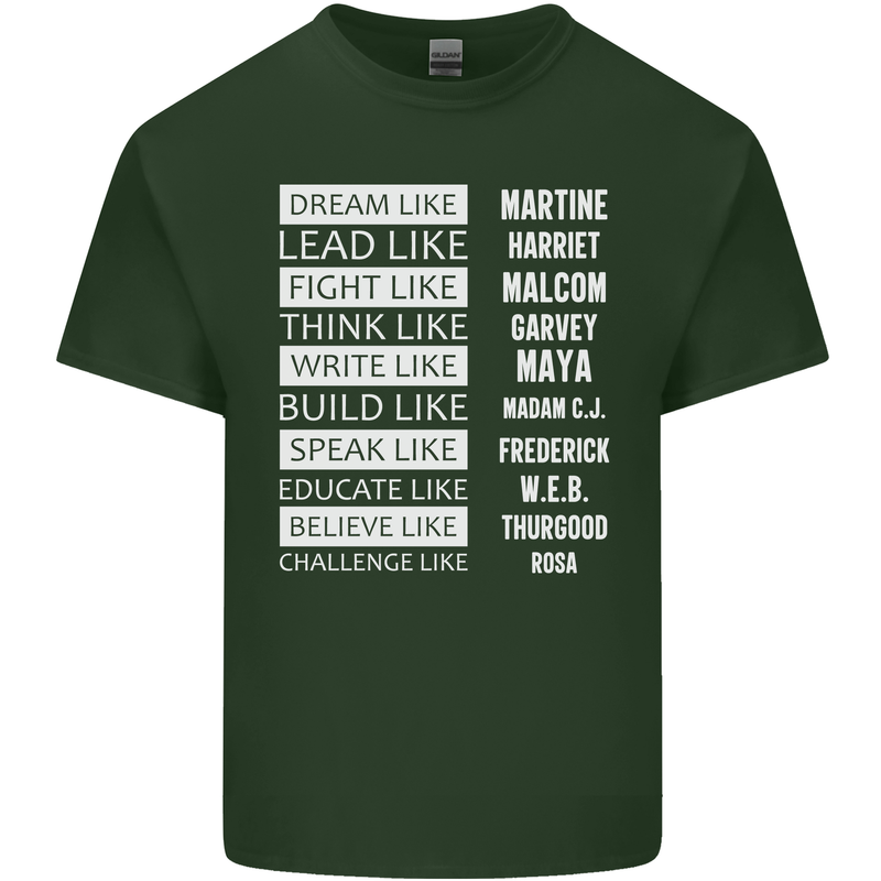 Dream Like Black Lives Matter History Month Mens Cotton T-Shirt Tee Top Forest Green