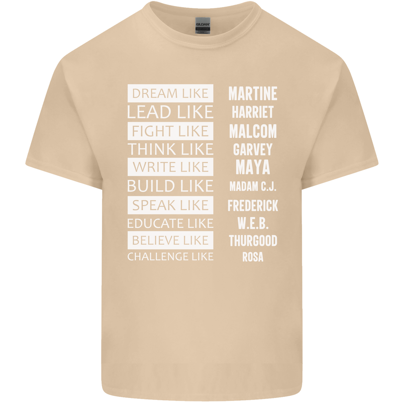 Dream Like Black Lives Matter History Month Mens Cotton T-Shirt Tee Top Sand