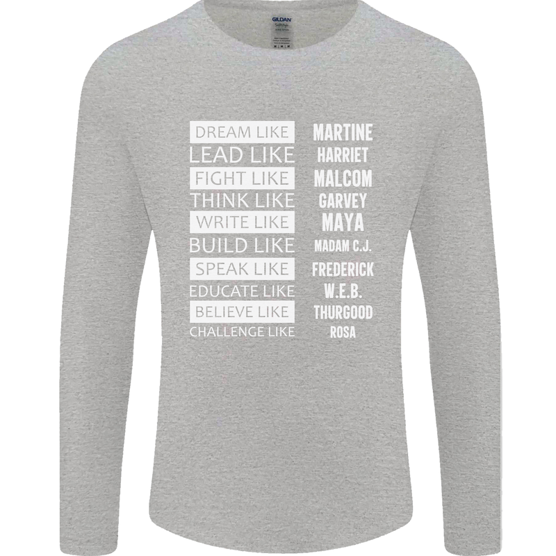 Dream Like Black Lives Matter History Month Mens Long Sleeve T-Shirt Sports Grey