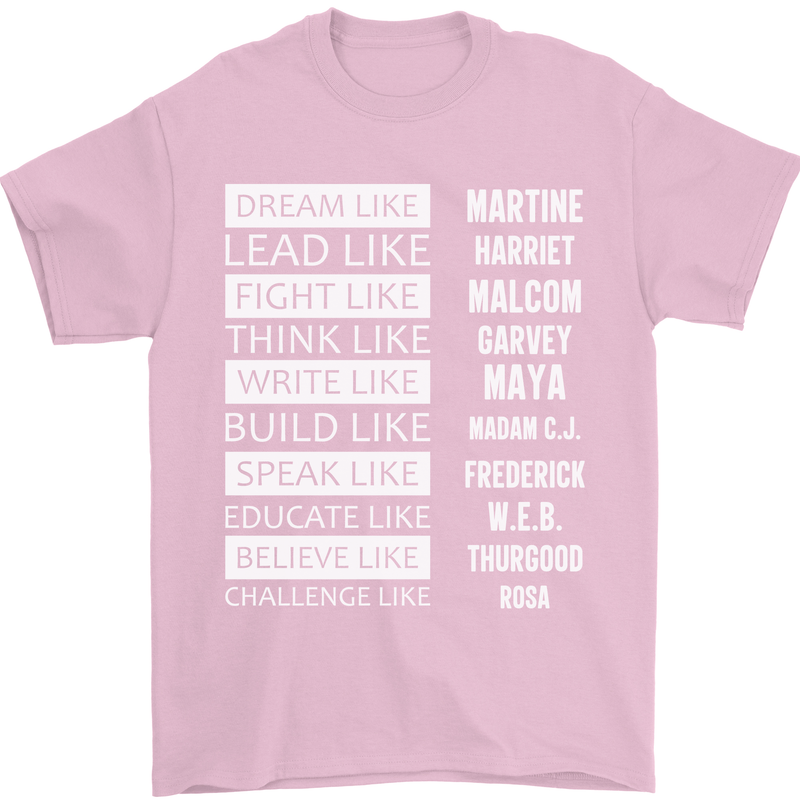 Dream Like Black Lives Matter History Month Mens T-Shirt Cotton Gildan Light Pink
