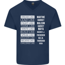 Dream Like Black Lives Matter History Month Mens V-Neck Cotton T-Shirt Navy Blue