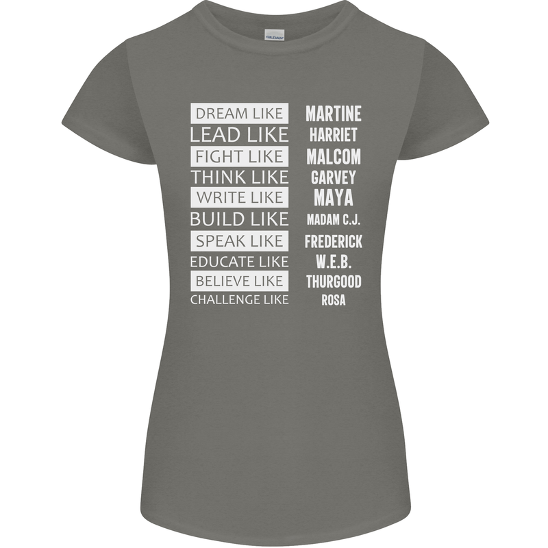 Dream Like Black Lives Matter History Month Womens Petite Cut T-Shirt Charcoal