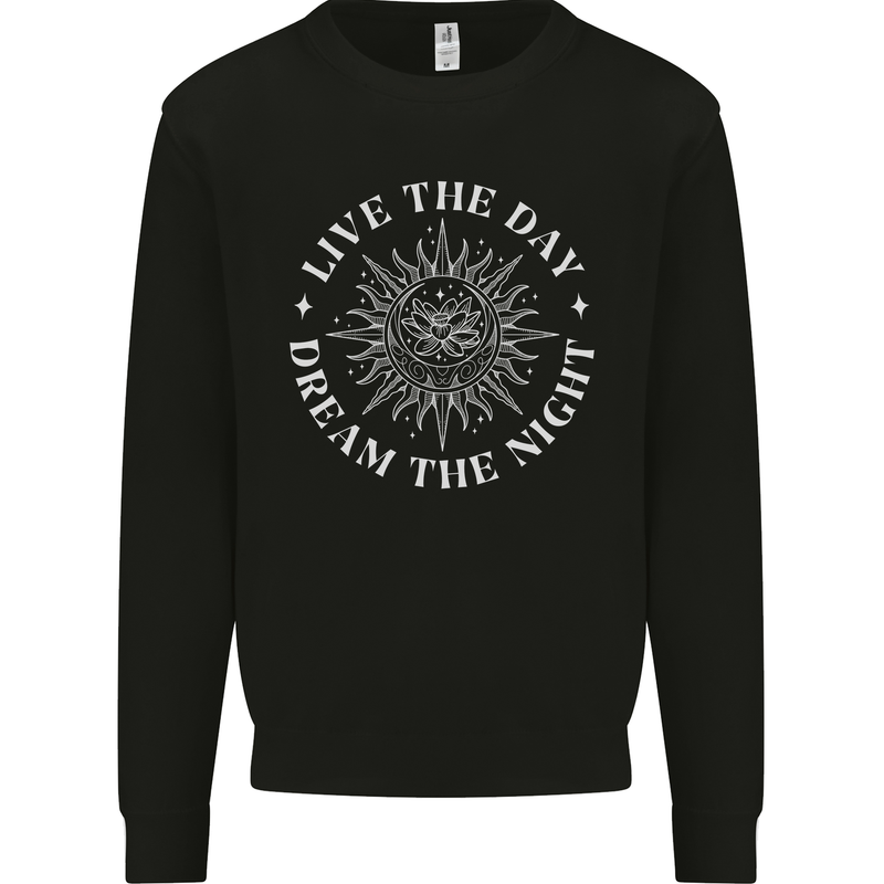 Dream the Night Moons Sleeping Kids Sweatshirt Jumper Black