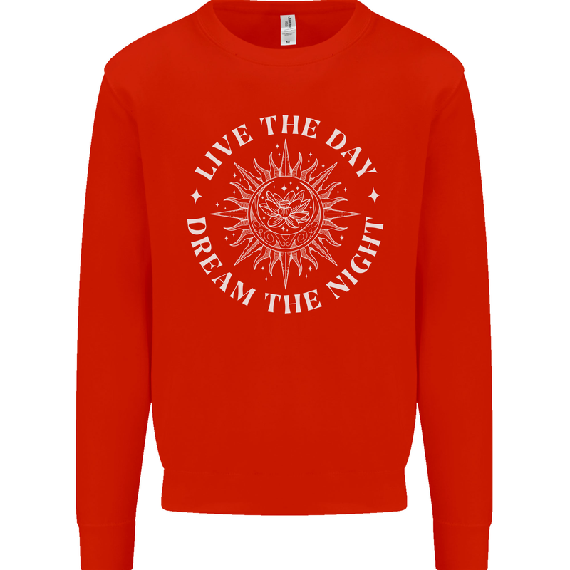 Dream the Night Moons Sleeping Kids Sweatshirt Jumper Bright Red