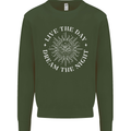 Dream the Night Moons Sleeping Kids Sweatshirt Jumper Forest Green