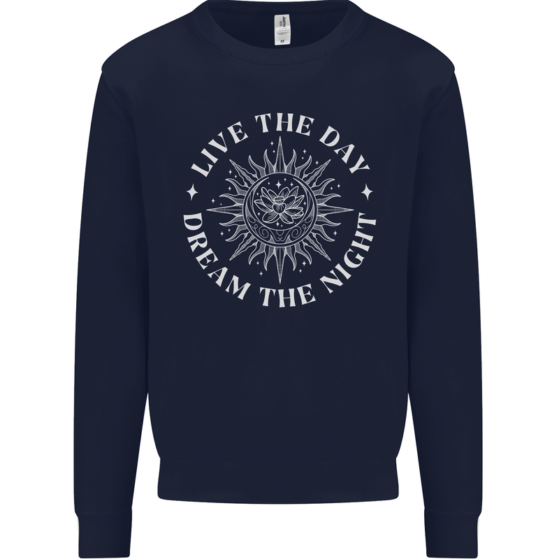 Dream the Night Moons Sleeping Kids Sweatshirt Jumper Navy Blue