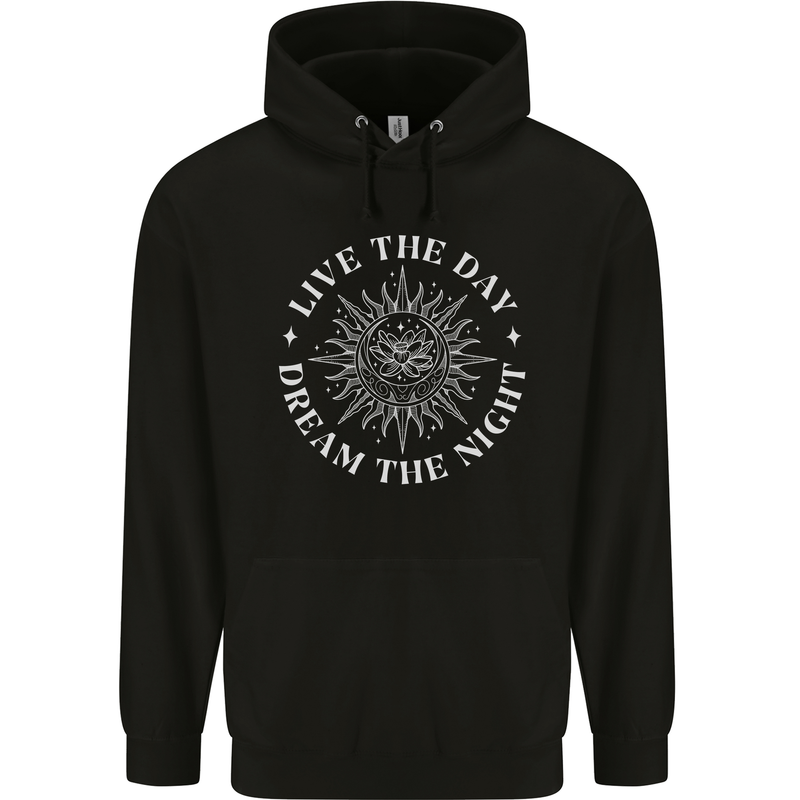 Dream the Night Moons Sleeping Mens 80% Cotton Hoodie Black
