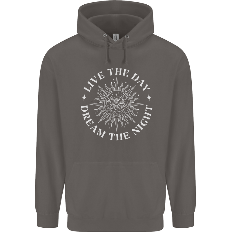 Dream the Night Moons Sleeping Mens 80% Cotton Hoodie Charcoal