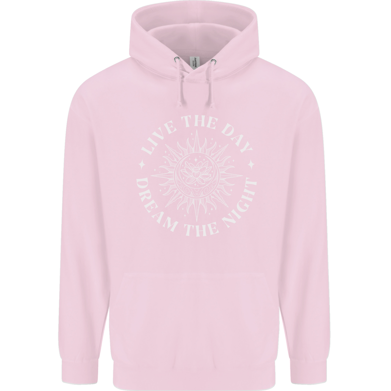 Dream the Night Moons Sleeping Mens 80% Cotton Hoodie Light Pink