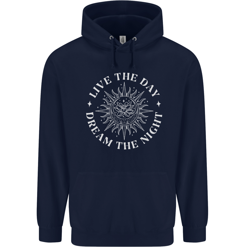 Dream the Night Moons Sleeping Mens 80% Cotton Hoodie Navy Blue