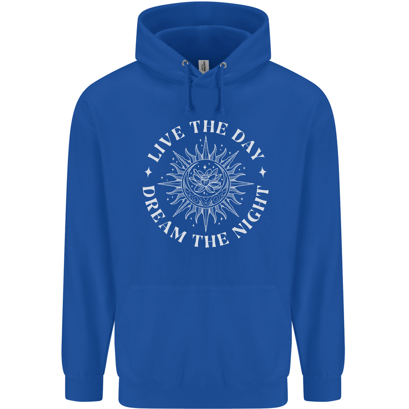 Dream the Night Moons Sleeping Mens 80% Cotton Hoodie Royal Blue