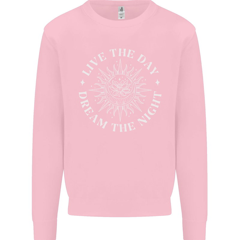 Dream the Night Moons Sleeping Mens Sweatshirt Jumper Light Pink