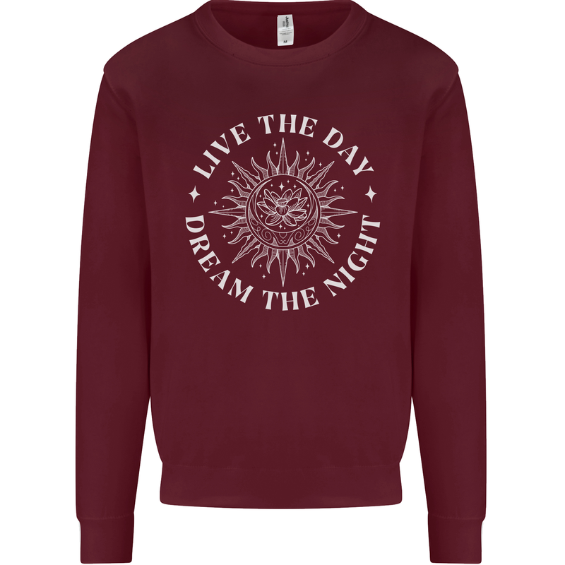 Dream the Night Moons Sleeping Mens Sweatshirt Jumper Maroon
