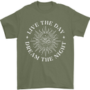 Dream the Night Moons Sleeping Mens T-Shirt 100% Cotton Military Green