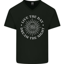Dream the Night Moons Sleeping Mens V-Neck Cotton T-Shirt Black
