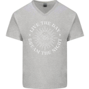 Dream the Night Moons Sleeping Mens V-Neck Cotton T-Shirt Sports Grey