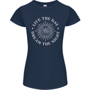Dream the Night Moons Sleeping Womens Petite Cut T-Shirt Navy Blue