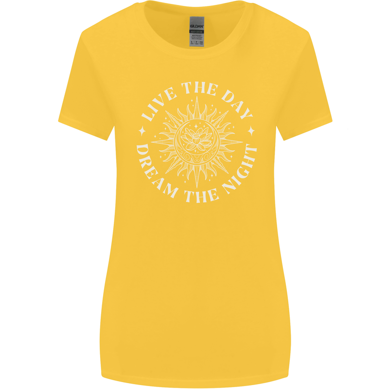 Dream the Night Moons Sleeping Womens Wider Cut T-Shirt Yellow