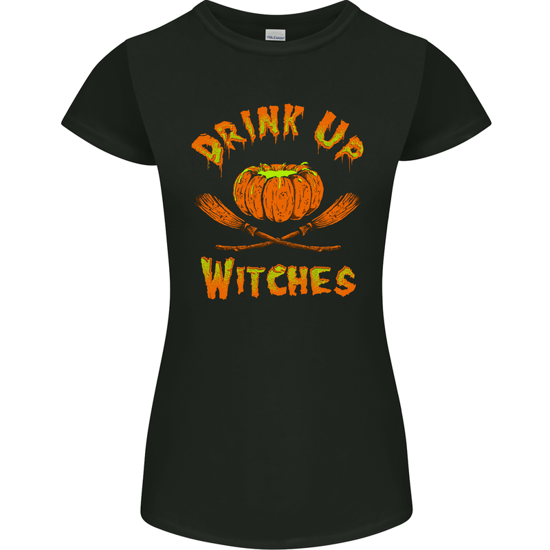 Drink up Witches Womens Petite Cut T-Shirt Black