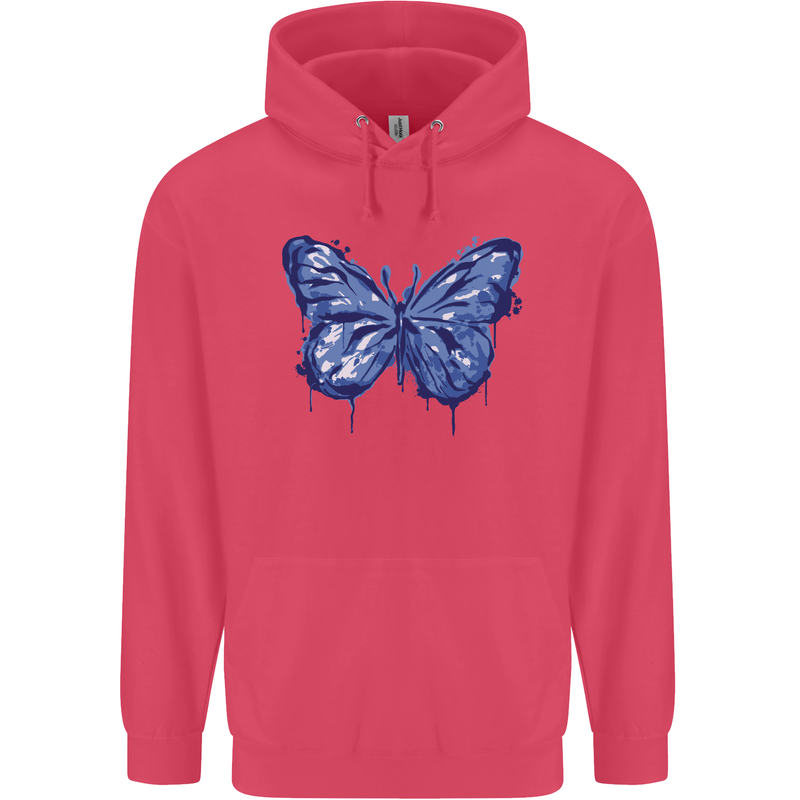 Dripping Blue Butterfly Rhopalocera Childrens Kids Hoodie Heliconia