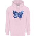 Dripping Blue Butterfly Rhopalocera Childrens Kids Hoodie Light Pink