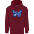 Dripping Blue Butterfly Rhopalocera Childrens Kids Hoodie Maroon