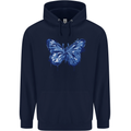 Dripping Blue Butterfly Rhopalocera Childrens Kids Hoodie Navy Blue