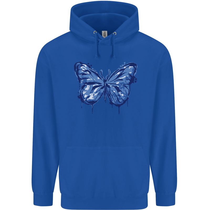 Dripping Blue Butterfly Rhopalocera Childrens Kids Hoodie Royal Blue
