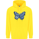 Dripping Blue Butterfly Rhopalocera Childrens Kids Hoodie Yellow
