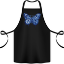 Dripping Blue Butterfly Rhopalocera Cotton Apron 100% Organic Black