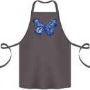 Dripping Blue Butterfly Rhopalocera Cotton Apron 100% Organic Dark Grey