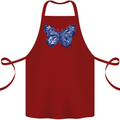 Dripping Blue Butterfly Rhopalocera Cotton Apron 100% Organic Maroon