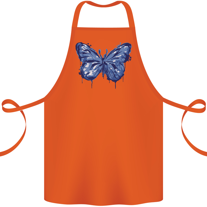 Dripping Blue Butterfly Rhopalocera Cotton Apron 100% Organic Orange