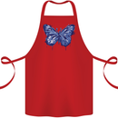 Dripping Blue Butterfly Rhopalocera Cotton Apron 100% Organic Red