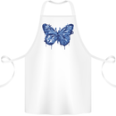 Dripping Blue Butterfly Rhopalocera Cotton Apron 100% Organic White