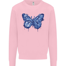 Dripping Blue Butterfly Rhopalocera Kids Sweatshirt Jumper Light Pink