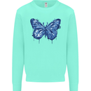 Dripping Blue Butterfly Rhopalocera Kids Sweatshirt Jumper Peppermint