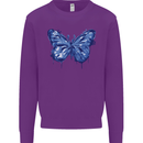 Dripping Blue Butterfly Rhopalocera Kids Sweatshirt Jumper Purple
