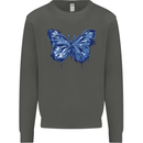Dripping Blue Butterfly Rhopalocera Kids Sweatshirt Jumper Storm Grey