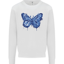 Dripping Blue Butterfly Rhopalocera Kids Sweatshirt Jumper White