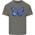 Dripping Blue Butterfly Rhopalocera Kids T-Shirt Childrens Charcoal