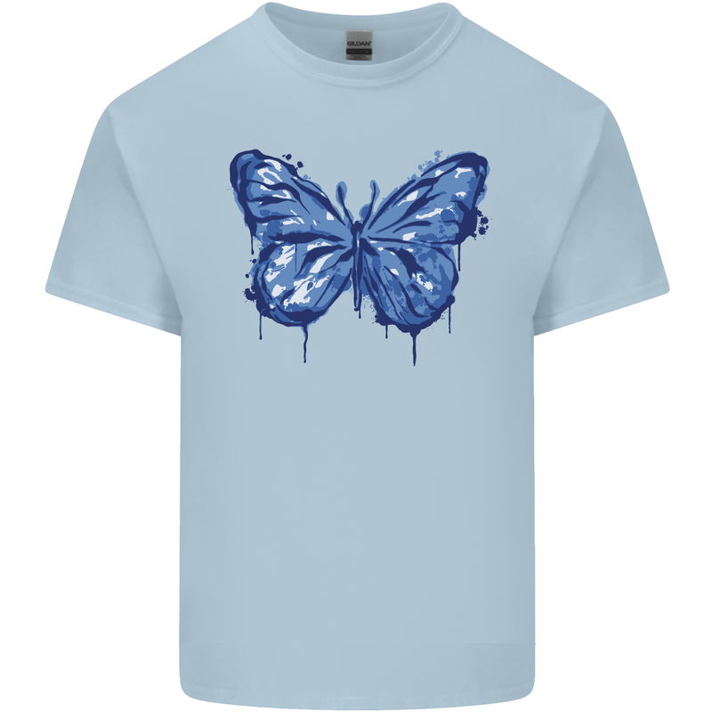 Dripping Blue Butterfly Rhopalocera Kids T-Shirt Childrens Light Blue