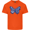 Dripping Blue Butterfly Rhopalocera Kids T-Shirt Childrens Orange