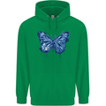 Dripping Blue Butterfly Rhopalocera Mens 80% Cotton Hoodie Irish Green
